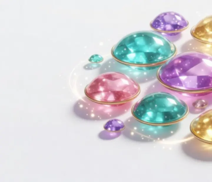 Színes, csillogó booster grafika és ékkő design a Jewels Legend játékban