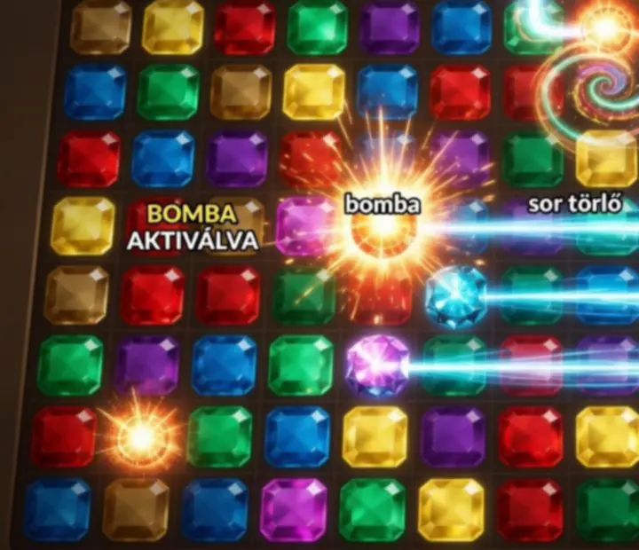 Példa pályák, ahol a Jewels Legend különböző boosterei aktiválódnak