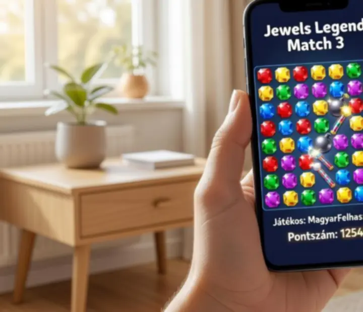 Jewels Legend Match 3 mobiljáték színes ékkövekkel és pályákkal