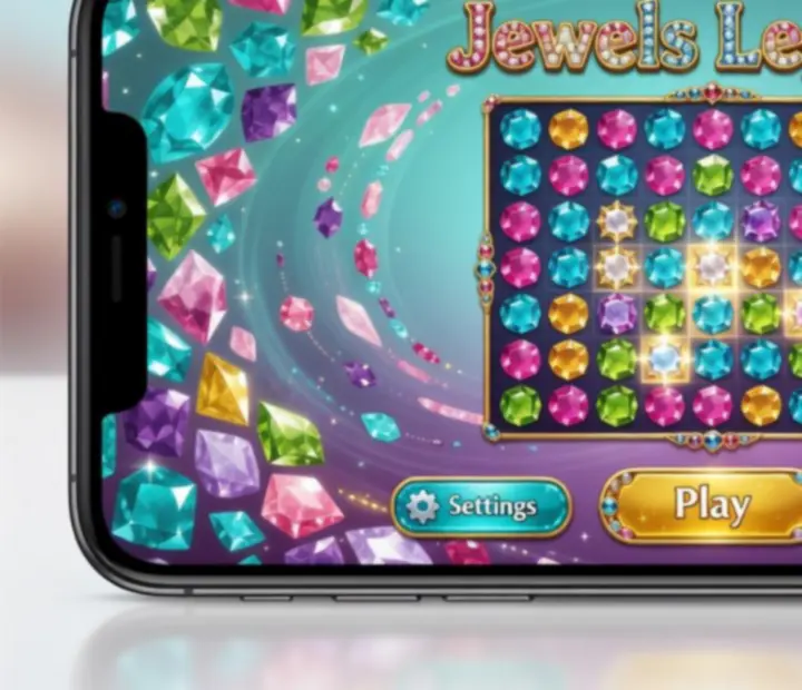 Jewels Legend színes Match 3 pálya különböző ékkövekkel