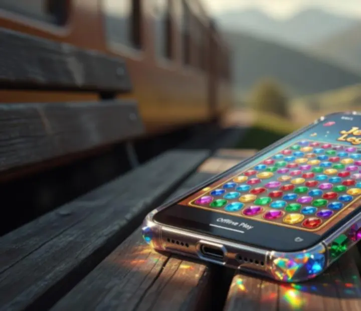 Mobiltelefonon futó Jewels Legend játék offline módban